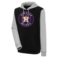 Men's Houston Astros Antigua Victory Pullover baseball Hoodie - Black/Heather Gray