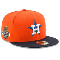 Men's Houston Astros New Era 2022 World Series Champions Alternate Side Patch 59FIFTY Fitted Hat - Orange/Navy Men's Houston Astros New Era 2022 World Series Champions Alternate Side Patch 59FIFTY Fitted Hat - Orange/Navy