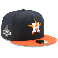 Men's Houston Astros New Era 2022 World Series Champions Road Side Patch 59FIFTY Fitted Hat - Navy/Orange 