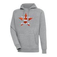 Men's Houston Astros Antigua Victory Chenille Pullover baseball Hoodie - Heather Gray Men's Houston Astros Antigua Victory Chenille Pullover baseball Hoodie - Heather Gray