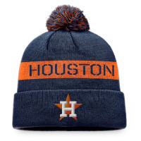 Men's Houston Astros Baseball League Logo Cuffed Knit Hat with Pom - Navy/Orange Men's Houston Astros Baseball League Logo Cuffed Knit Hat with Pom - Navy/Orange
