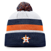 Men's Houston Astros Baseball Stripe Cuffed Knit Hat with Pom - Navy Men's Houston Astros Baseball Stripe Cuffed Knit Hat with Pom - Navy