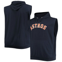Men's Houston Astros Jersey Muscle Sleeveless Pullover baseball Hoodie - Navy