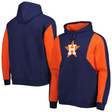 Men's Houston Astros Mitchell & Ness Colorblocked Fleece Pullover baseball Hoodie - Navy/Orange