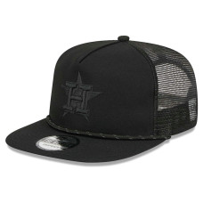 Men's Houston Astros New Era Black on Black Meshback Golfer Snapback Hat