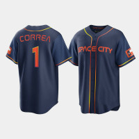 Houston Astros #1 Carlos Correa Replica 2022 City Connect Men's Jersey - Navy