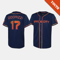 Youth Houston Astros #17 Jake Odorizzi Navy 2022 City Connect Replica Jersey