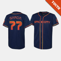 Youth Houston Astros #77 Luis Garcia Navy 2022 City Connect Replica Jersey