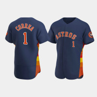 Men's Houston Astros #1 Carlos Correa Navy Authentic 2020 Alternate Jersey