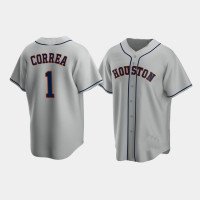 Men's Houston Astros #1 Carlos Correa Gray Replica Road Jersey Men's Houston Astros #1 Carlos Correa Gray Replica Road Jersey
