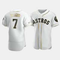Men's Houston Astros #7 Craig Biggio White Golden Edition Authentic Jersey Men's Houston Astros #7 Craig Biggio White Golden Edition Authentic Jersey