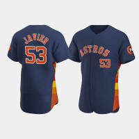 Men's Houston Astros #53 Cristian Javier Navy Authentic Alternate Jersey