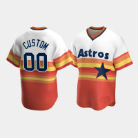 Men's Houston Astros #00 Custom Cooperstown Collection Home White Orange Jersey Men's Houston Astros #00 Custom Cooperstown Collection Home White Orange Jersey