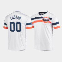 Men's Houston Astros Custom #00 White Cooperstown Collection V-Neck Jersey