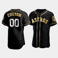 Men's Houston Astros Custom #00 Black Golden Edition Authentic Jersey