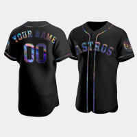 Men's Houston Astros Custom Black Iridescent Logo Authentic Holographic Limited Jersey
