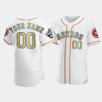Men's Houston Astros #00 Custom White 2017 World Series Champions Jersey