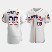 Men's Houston Astros #00 Custom White 4th of July 2020 Stars & Stripes Jersey