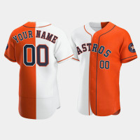 Custom Houston Astros White Orange Split Two-Tone Jersey