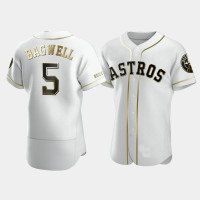 Men's Houston Astros #5 Jeff Bagwell White Golden Edition Authentic Jersey Men's Houston Astros #5 Jeff Bagwell White Golden Edition Authentic Jersey
