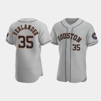 Men's Houston Astros #35 Justin Verlander Gray Authentic 2020 Road Jersey