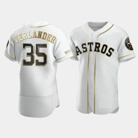 Men's Houston Astros #35 Justin Verlander White Golden Edition Authentic Jersey Men's Houston Astros #35 Justin Verlander White Golden Edition Authentic Jersey