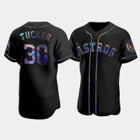 Men's Houston Astros Kyle Tucker Black Iridescent Logo Authentic Holographic Limited Jersey
