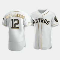 Men's Houston Astros #12 Martin Maldonado White Golden Edition Authentic Jersey