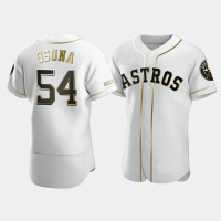 Men's Houston Astros #54 Roberto Osuna White Golden Edition Authentic Jersey Men's Houston Astros #54 Roberto Osuna White Golden Edition Authentic Jersey