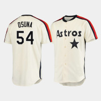 Houston Astros #54 Roberto Osuna Oilers vs. Astros Cooperstown Collection Cream Jersey Men's Houston Astros #54 Roberto Osuna Oilers vs. Astros Cooperstown Collection Cream Jersey Men's