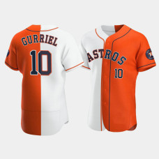 Men's Houston Astros #10 Yuli Gurriel Orange Authentic Split Jersey