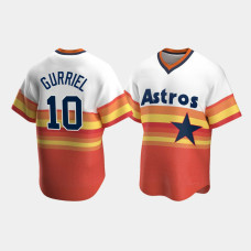 Men's Houston Astros #10 Yuli Gurriel Cooperstown Collection Home White Orange Jersey