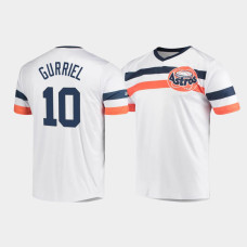 Men's Houston Astros Yuli Gurriel #10 White Cooperstown Collection V-Neck Jersey