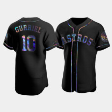 Men's Houston Astros Yuli Gurriel Black Iridescent Logo Authentic Holographic Limited Jersey