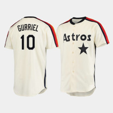 Houston Astros #10 Yuli Gurriel Oilers vs. Astros Cooperstown Collection Cream Jersey Men's