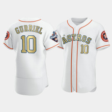 Men's Houston Astros #10 Yuli Gurriel White 2017 World Series Champions Jersey