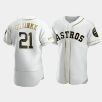 Men's Houston Astros #21 Zack Greinke White Golden Edition Authentic Jersey Men's Houston Astros #21 Zack Greinke White Golden Edition Authentic Jersey