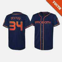 Youth Houston Astros #34 Nolan Ryan Navy 2022 City Connect Replica Jersey