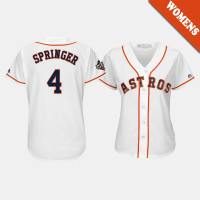 Women's Houston Astros #4 George Springer 2019 World Series Bound Cool Base White Jersey