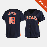 Women's Houston Astros Jason Castro #18 Navy Replica Plus Size Jersey