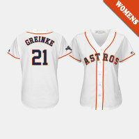 Women's Houston Astros #21 Zack Greinke 2019 Postseason White Official Cool Base Jersey