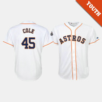 Youth Houston Astros #45 Gerrit Cole 2019 World Series Bound Cool Base White Jersey