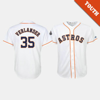 Youth Houston Astros #35 Justin Verlander 2019 World Series Bound Cool Base White Jersey