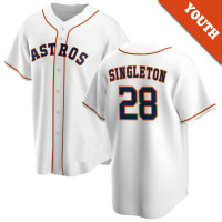Jon Singleton #28 Houston Astros Youth Home Jersey - White Replica Jon Singleton #28 Houston Astros Youth Home Jersey - White Replica