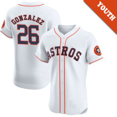 Luis Gonzalez #26 Houston Astros Youth Home Retired Player Jersey - White Elite