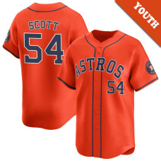 Tayler Scott #54 Houston Astros Youth Alternate Jersey - Orange Limited Tayler Scott #54 Houston Astros Youth Alternate Jersey - Orange Limited